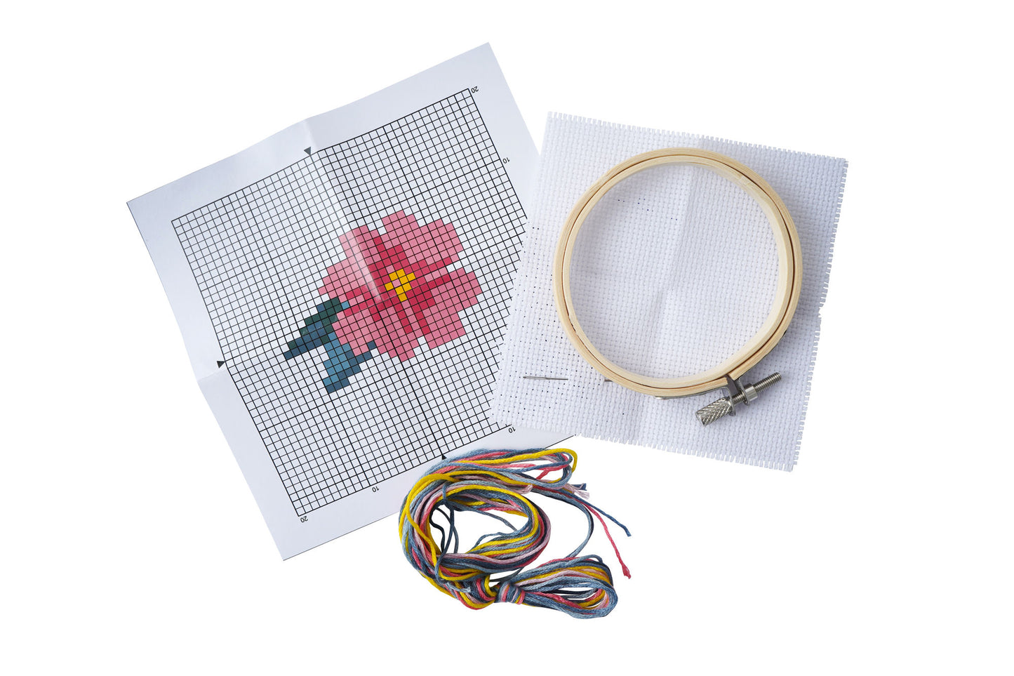 The Beekeeper Pink Flower Cross Stitch in Display