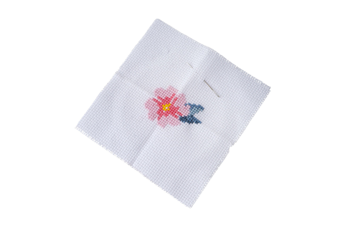The Beekeeper Pink Flower Cross Stitch in Display