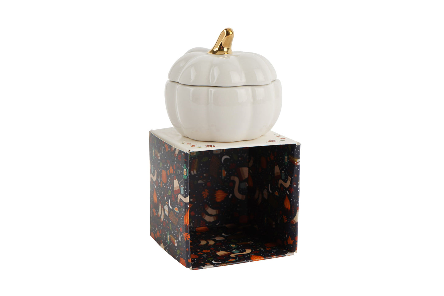 Snuggle Season White Pumpkin Ceramic Tealight