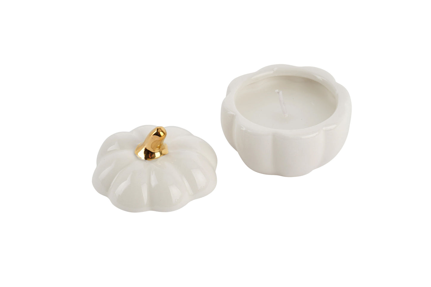 Snuggle Season White Pumpkin Ceramic Tealight