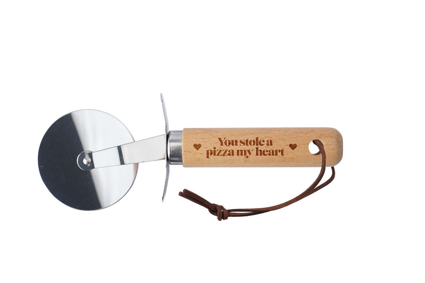 Wooden Handle Pizza Cutter - 'You Stole A Pizza My Heart' | Gift Boxed | Dinner Party | Pizza Night