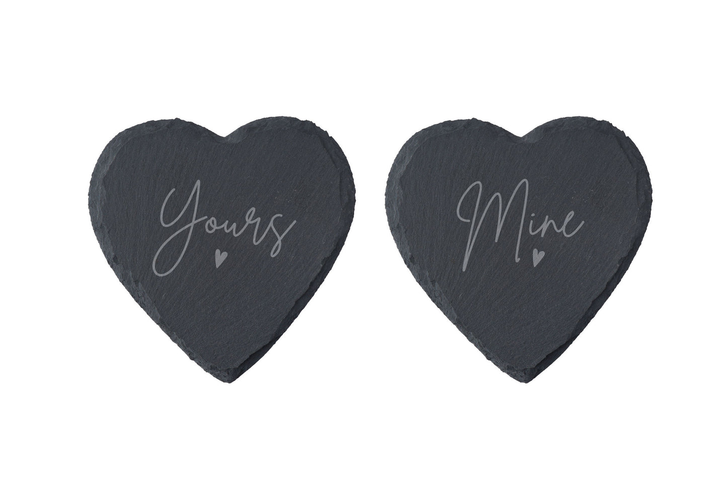 Set Of 2 Slate Heart Coasters - 'Yours And Mine' | Perfect Gift | Sentiment | Love | Home Decor