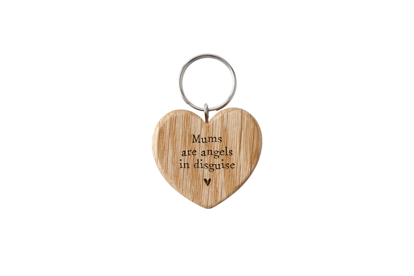 Send With Love 'Mums Are Angels In Disguise' Oak Heart Keyring | Perfect Gift | House Keys | Novelty