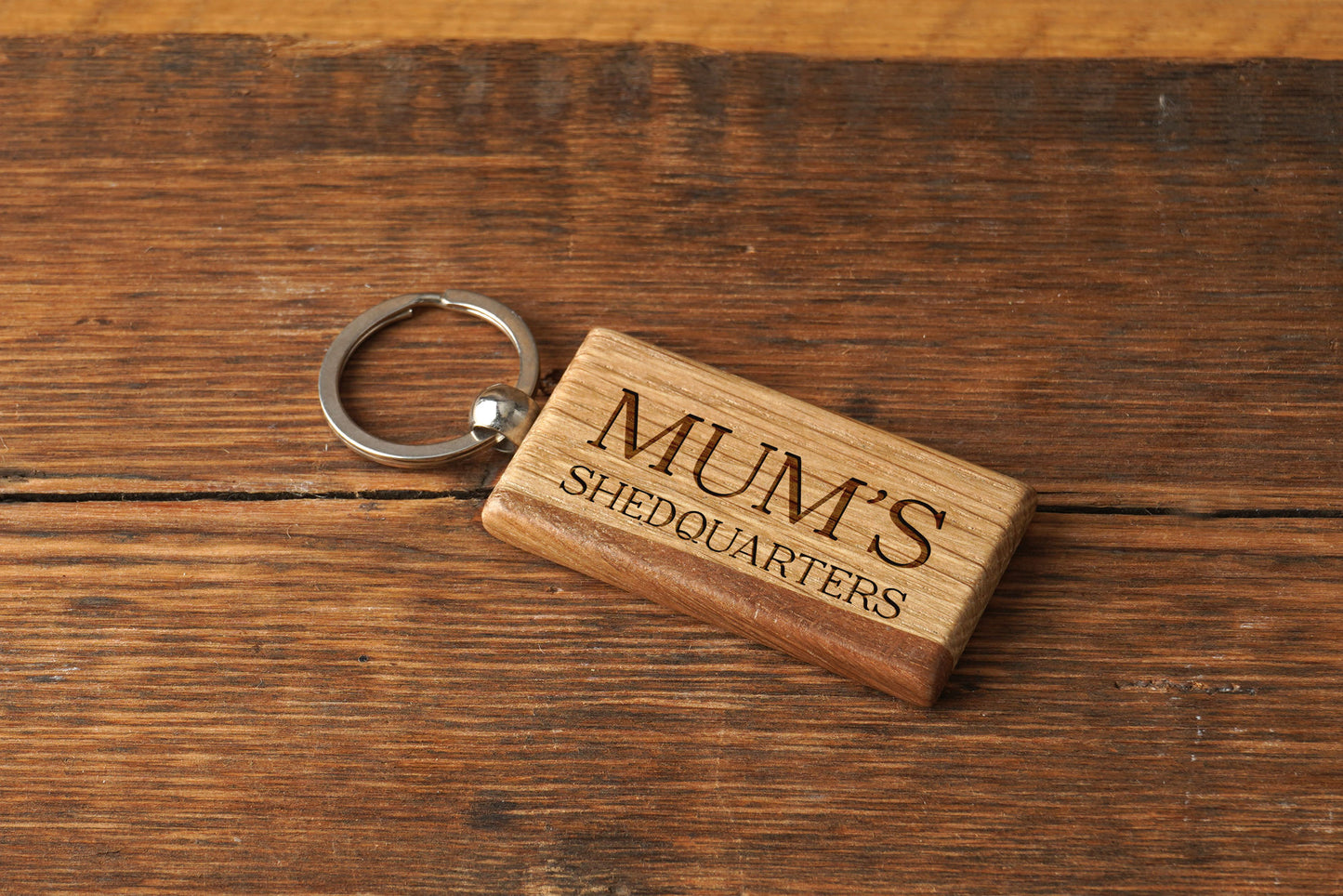 Bramble Farm 'Mum's Shedquarters' Oak Keyring