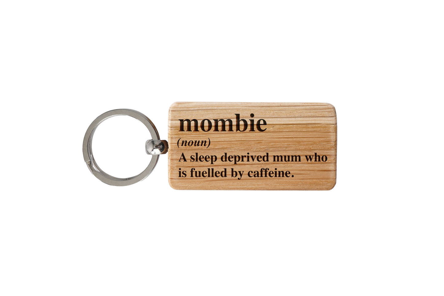 Loft 'Mombie' Oak Rectangular Keyring | Perfect Gift | House Keys | Novelty
