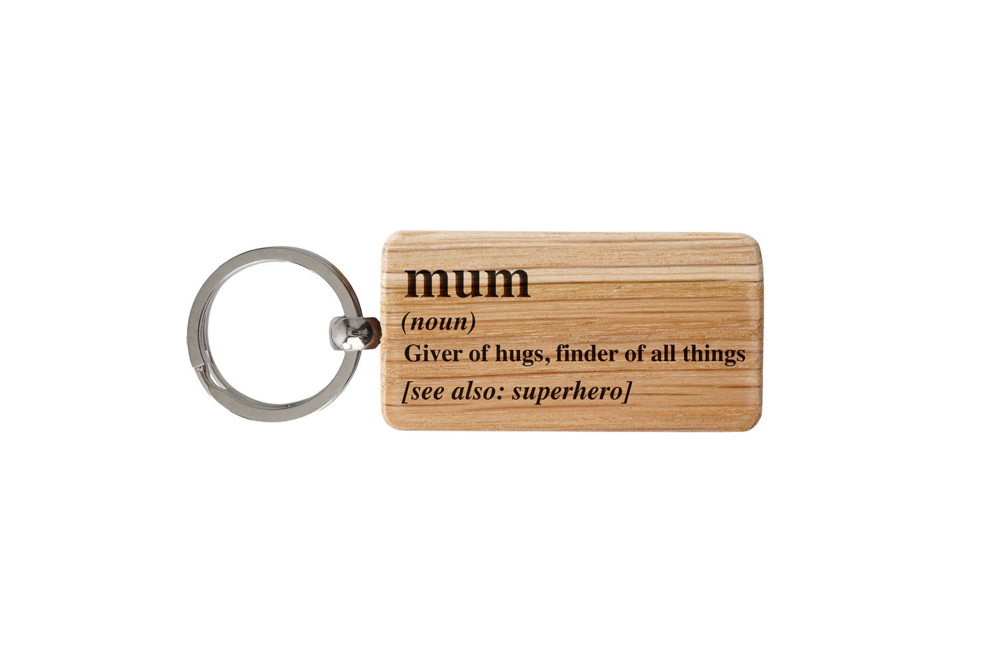 Loft 'Mum' Oak Rectangular Keyring | Perfect Gift | House Keys | Novelty