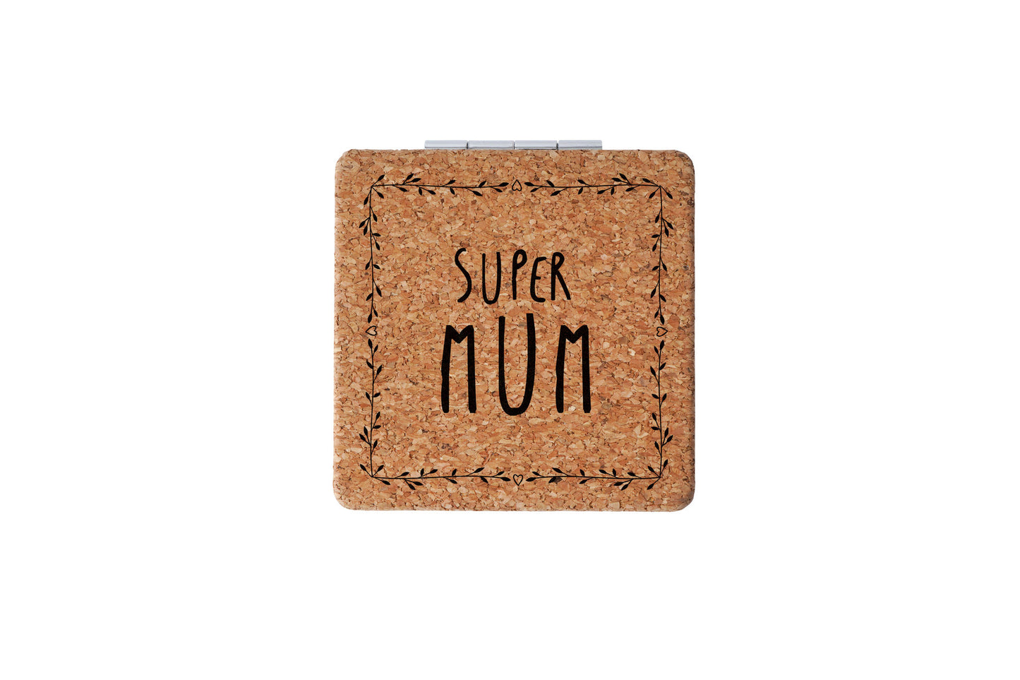 Cork Compact Mirror 'Super Mum' • Perfect Gift • Gift Boxed • Travel Friendly • Handbag Accessory • Ladies Gift • Vacation