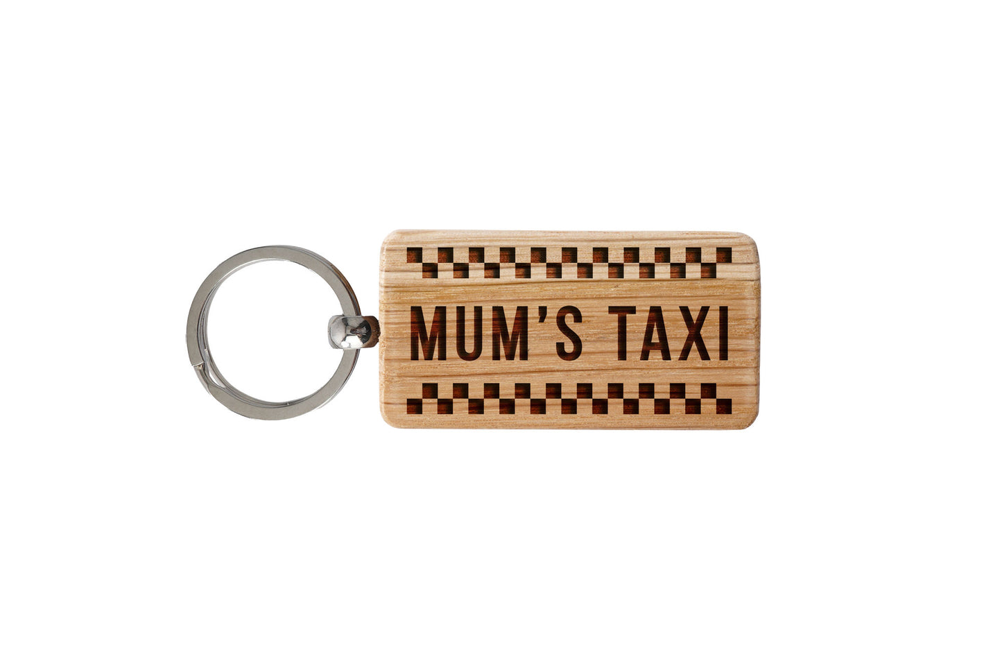 'Mum's Taxi' Rectangular Oak Keyring