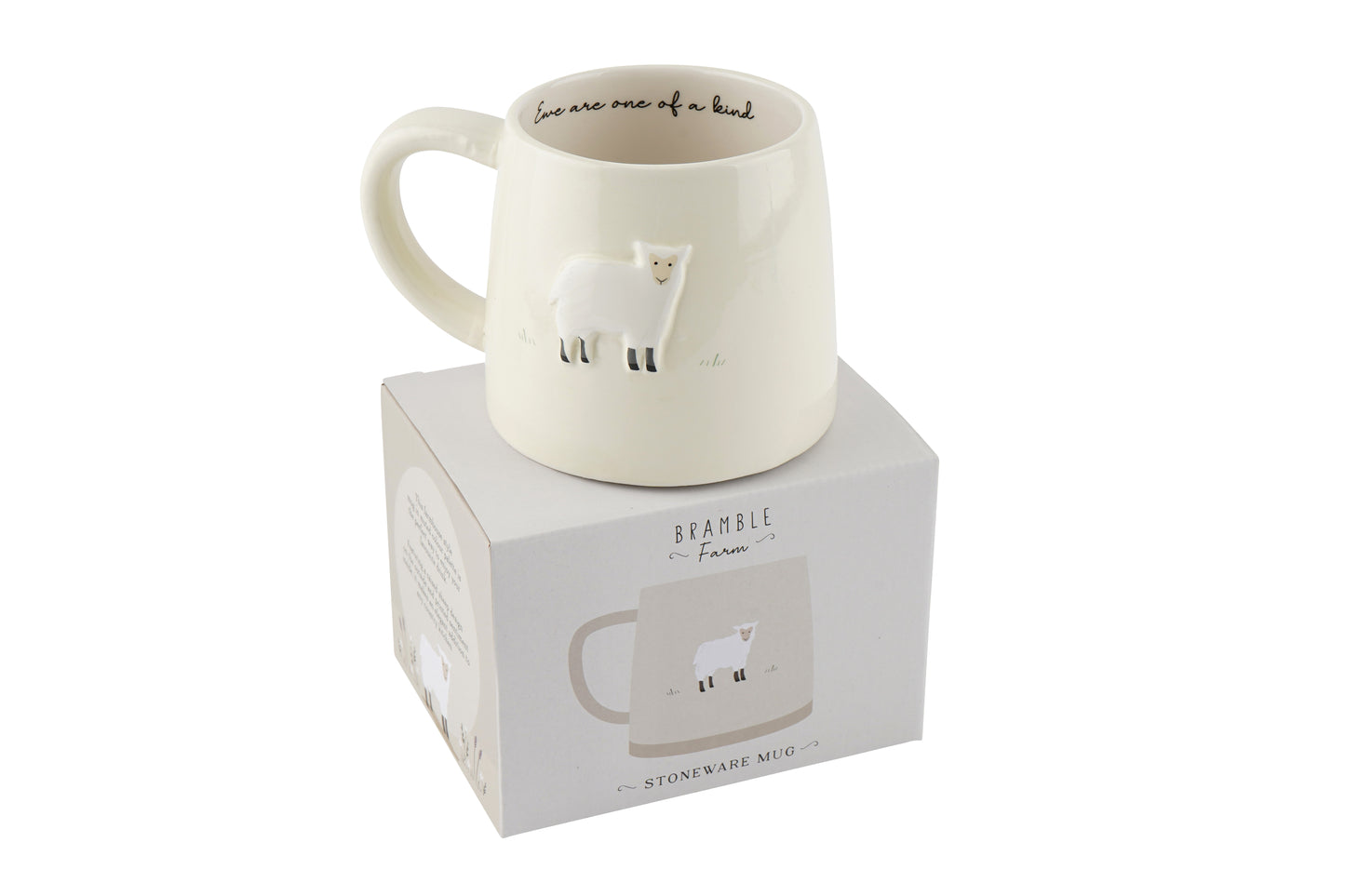 Bramble Farm Sheep Design Stoneware Mug | Gift Boxed | Artisan Coffee & Tea Cup | Rustic Farmhouse Design | Ideal Gift
