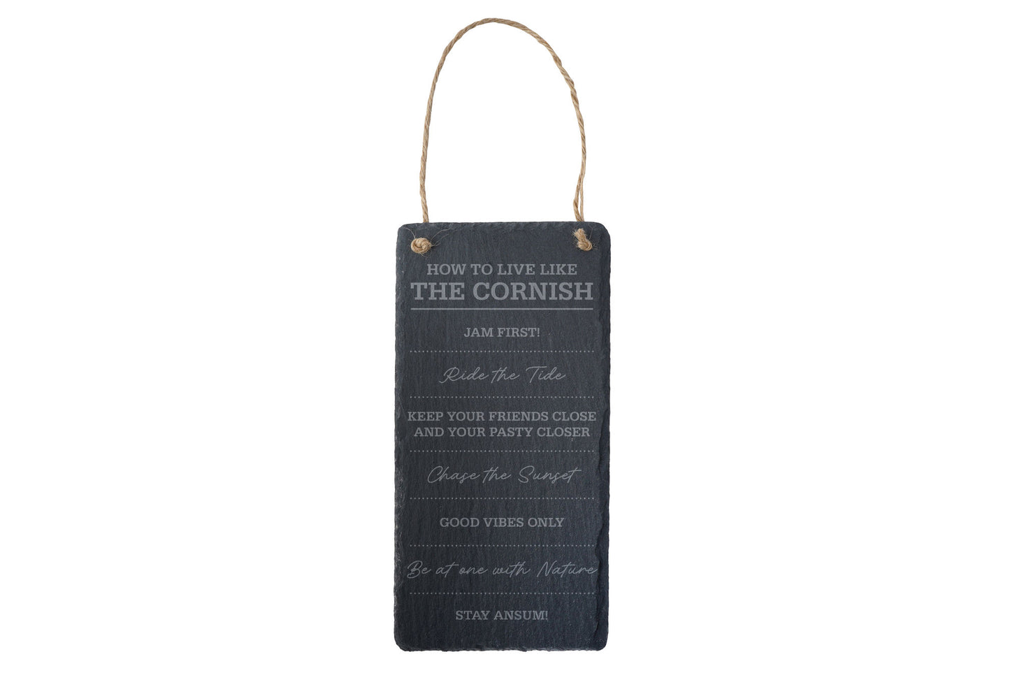 Long Hanging Slate Sign - 'How To Live Like The Cornish' | Cornish Gift | Cornwall | Home Decor
