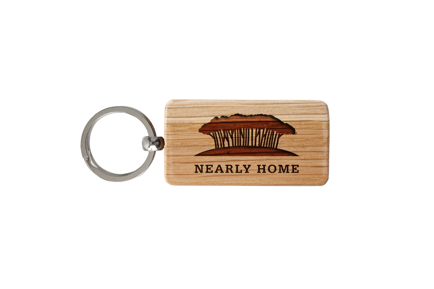 Cornish Gifts 'Nearly Home' Rectangular Oak Keyring | Perfect Gift | House Keys | Novelty
