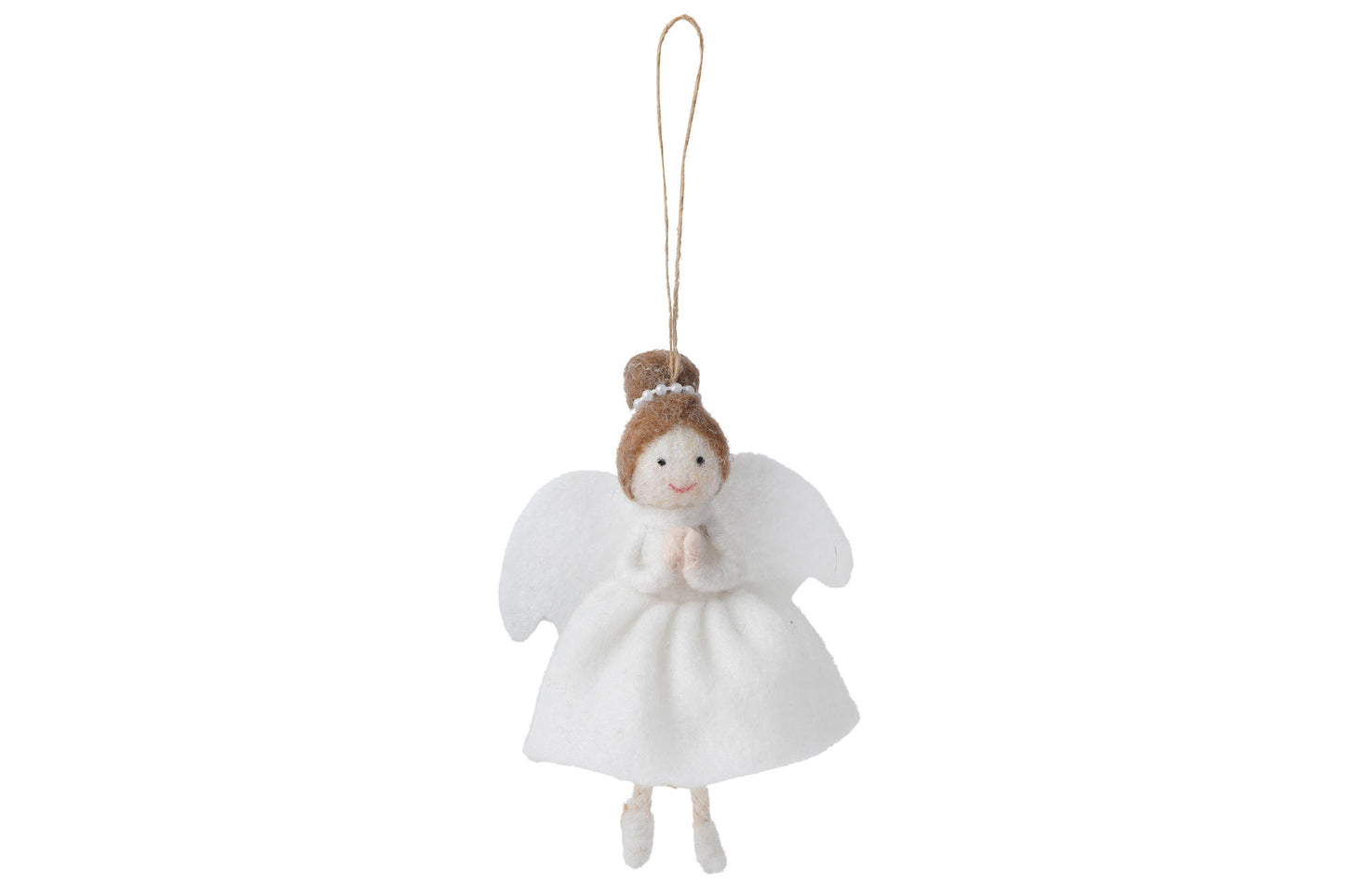 Brown Haired Felt Angel Hanging Decoration