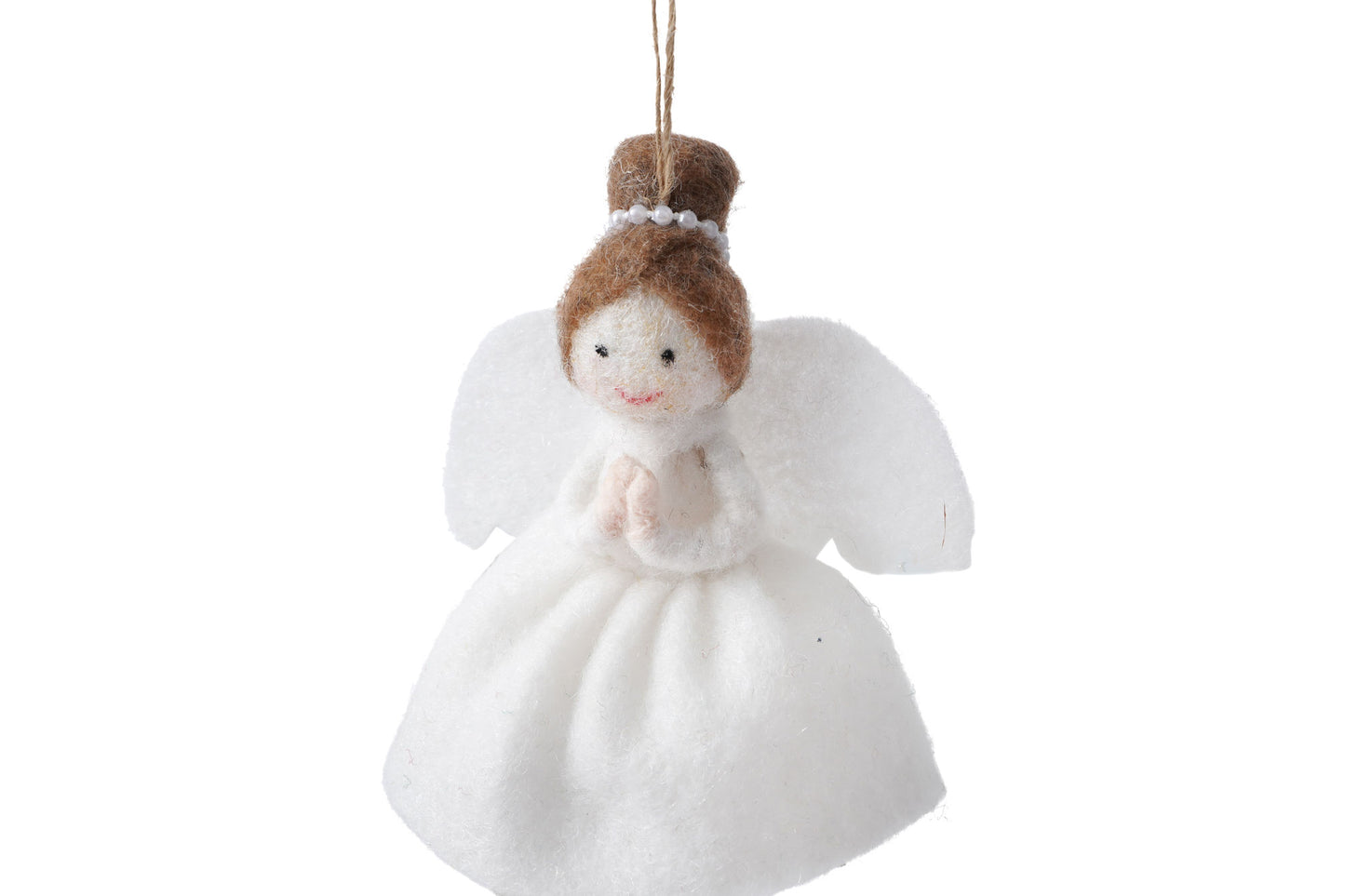 Brown Haired Felt Angel Hanging Decoration