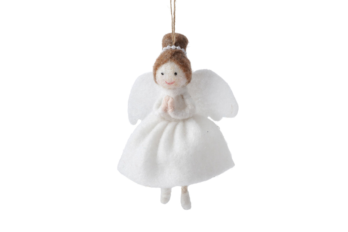 Brown Haired Felt Angel Hanging Decoration