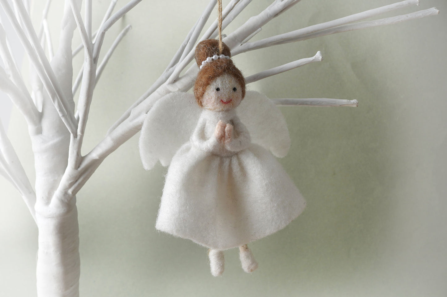 Brown Haired Felt Angel Hanging Decoration