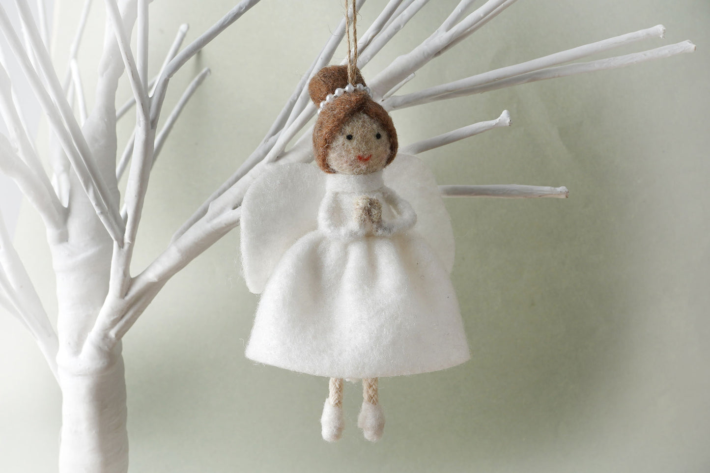Dark Haired Felt Angel Hanging Decoration
