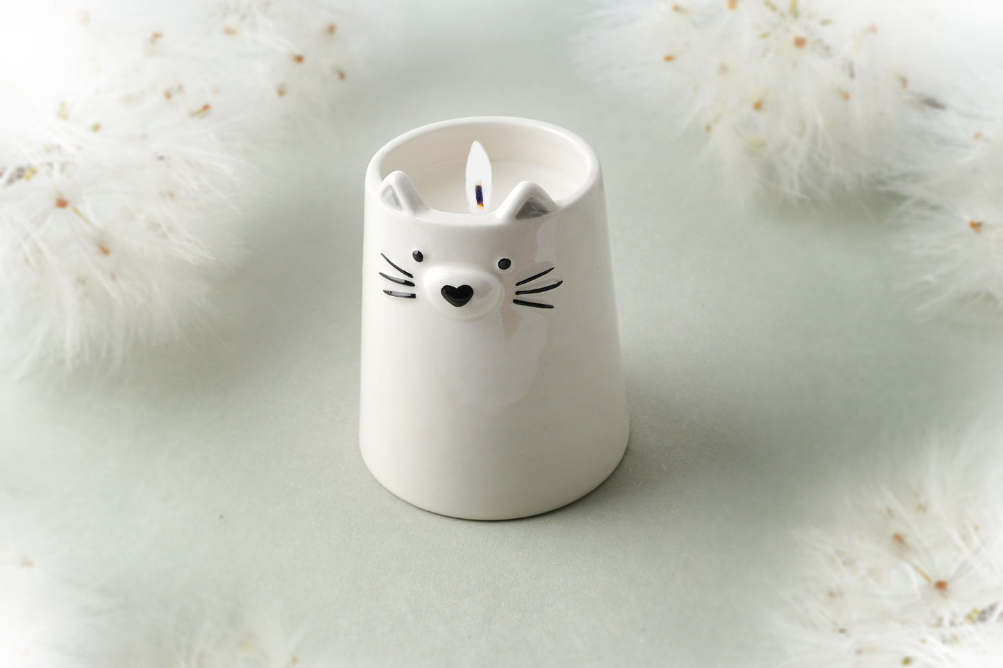 Send With Love Ceramic Cat Tealight Candle In Gift Box | Candlle | Gift For Her and Home