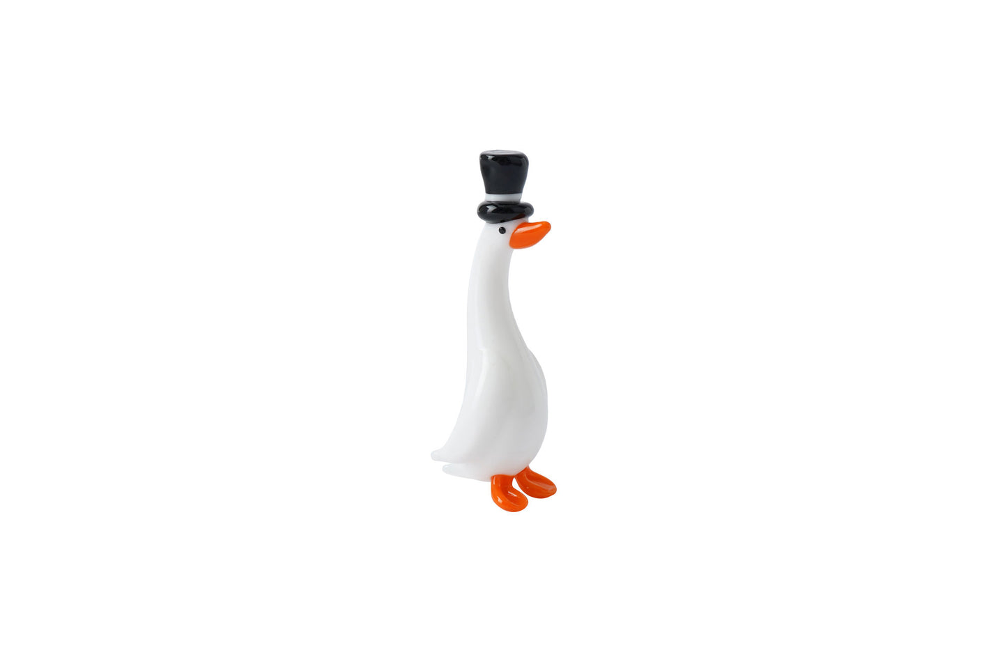 Artisan Glass Duck With Top Hat