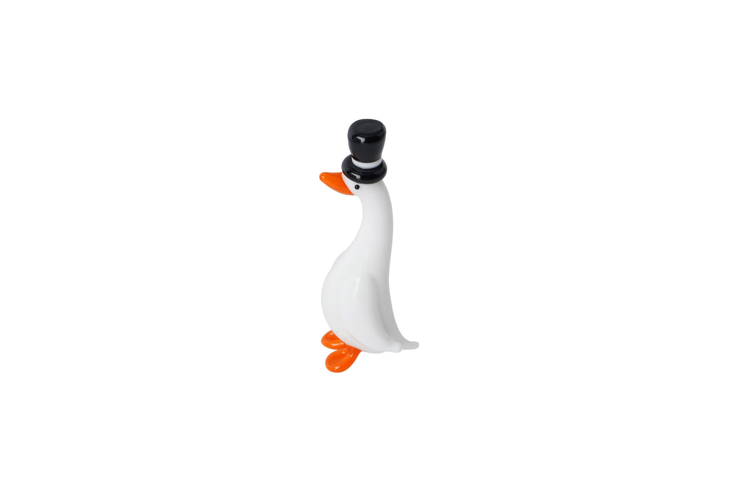 Artisan Glass Duck With Top Hat
