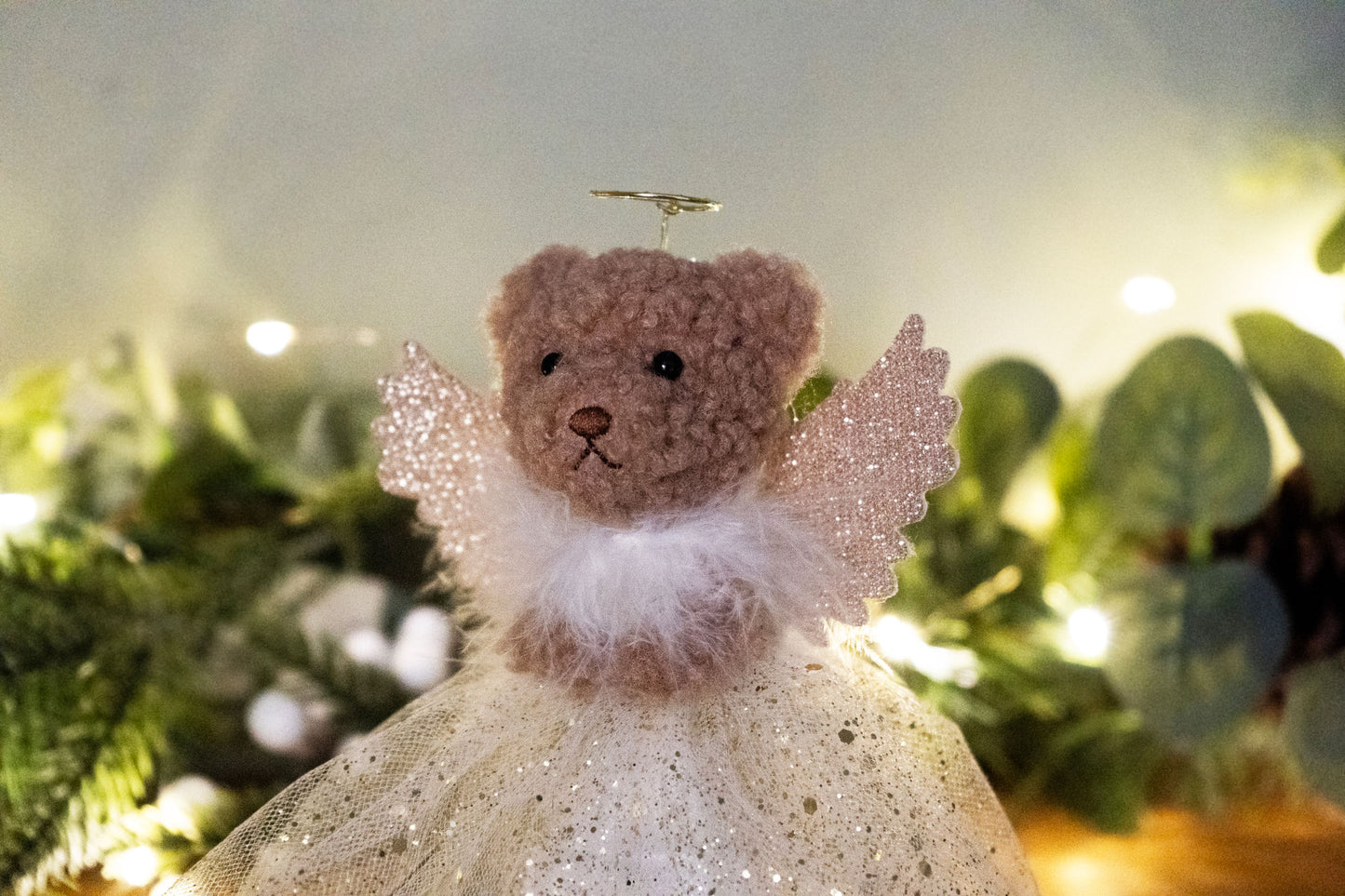 Little Bear Co. Gold Teddy Bear Tree Topper | Tree Decoration | Festive Decoration | Teddy Bear