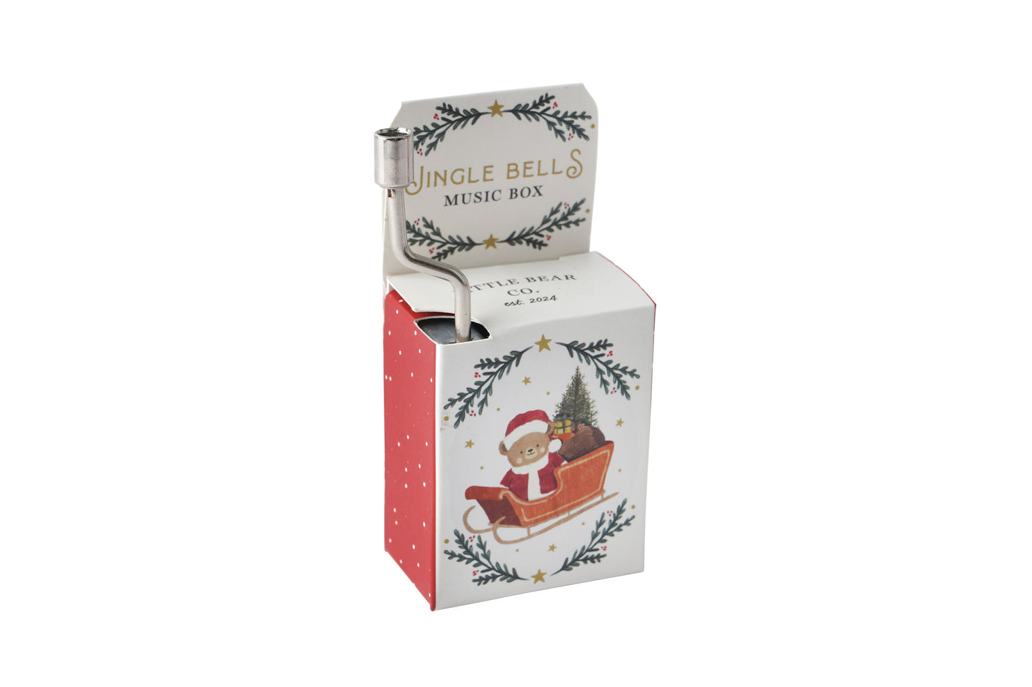 Little Bear Co. 'Jingle Bells' Music Box | Christmas | Hand Crank | Gift For Children