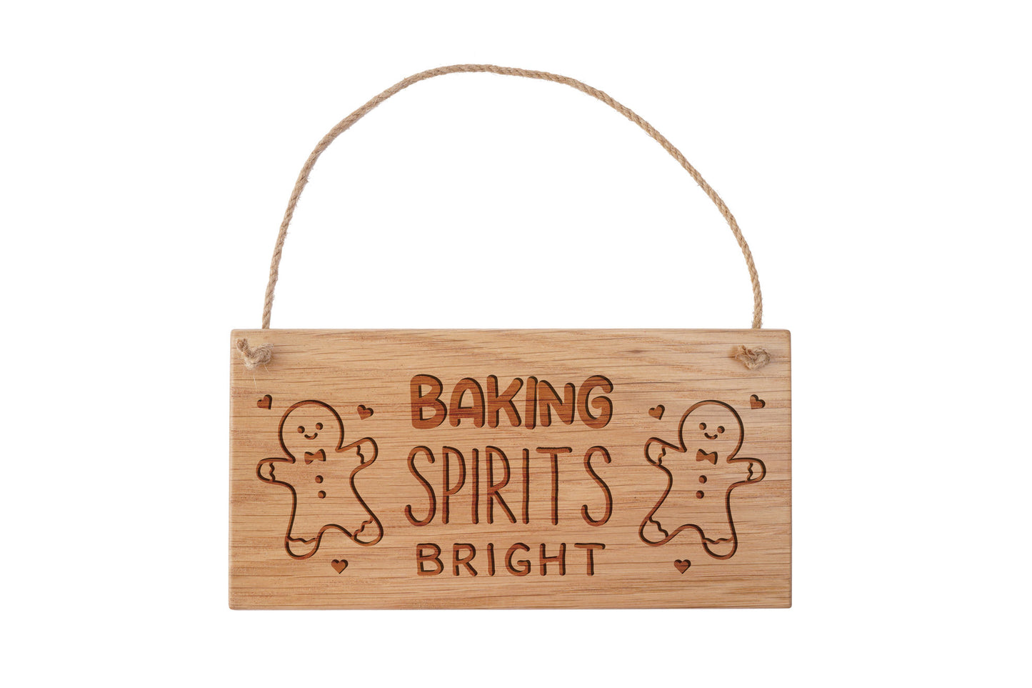Christmas Oak Hanging Sign 'Baking Spirits Bright' | Festive Sign | Home Decor | Homeware