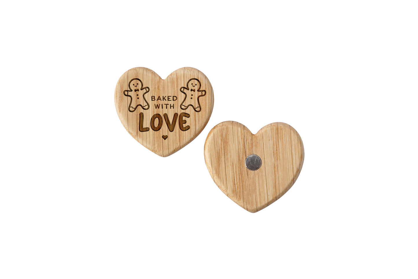 'Baked With Love' Christmas Oak Heart Magnet