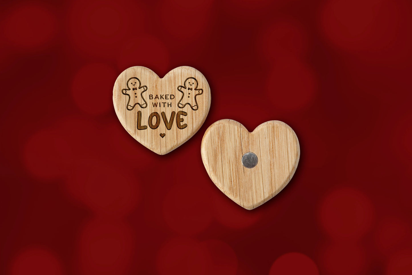 'Baked With Love' Christmas Oak Heart Magnet