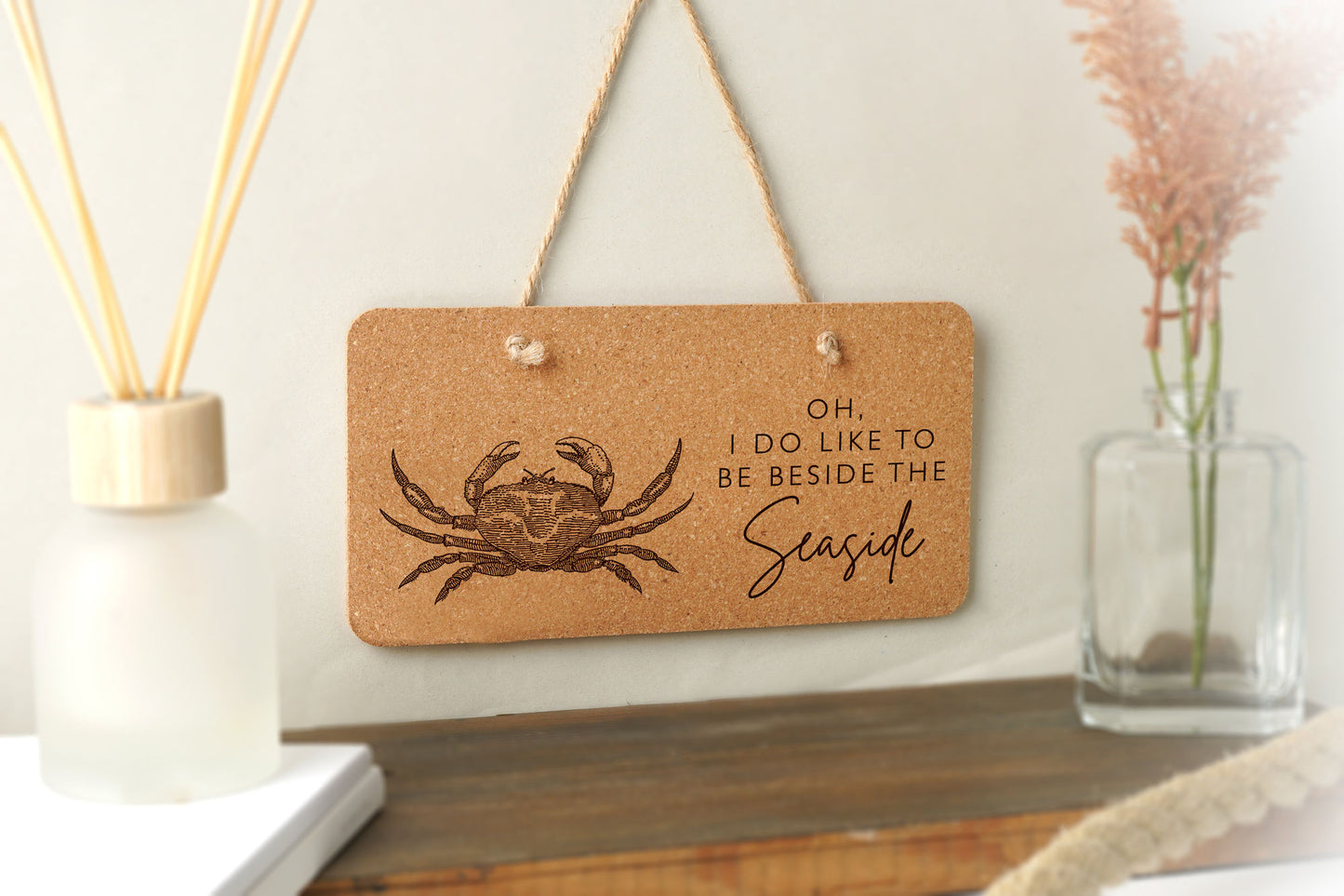 Cork Hanging Sign - 'Beside The Seaside' | Wall Sign | Rustic | Home Decor | Nautical