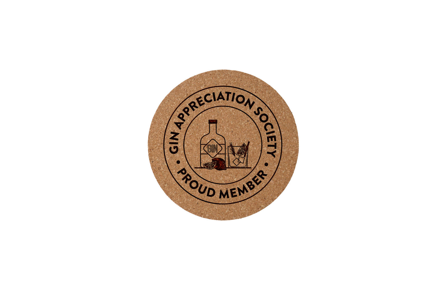 Set of 4 'Gin Appreciation Society' Round Cork Coasters | Homeware | Tableware