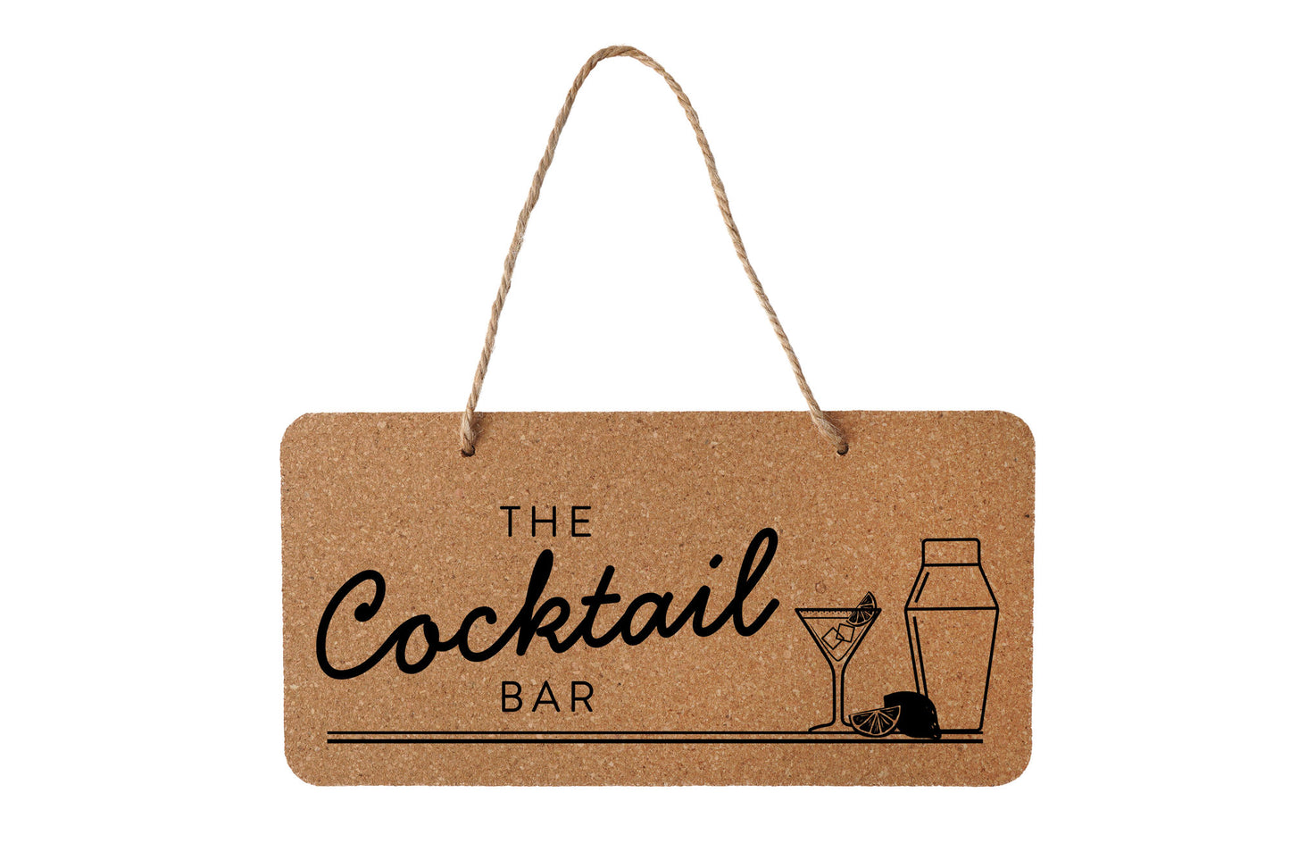 Cork Hanging Sign - 'The Cocktail Bar' | Wall Sign | Rustic | Home Decor | Cocktails | Bar Decor