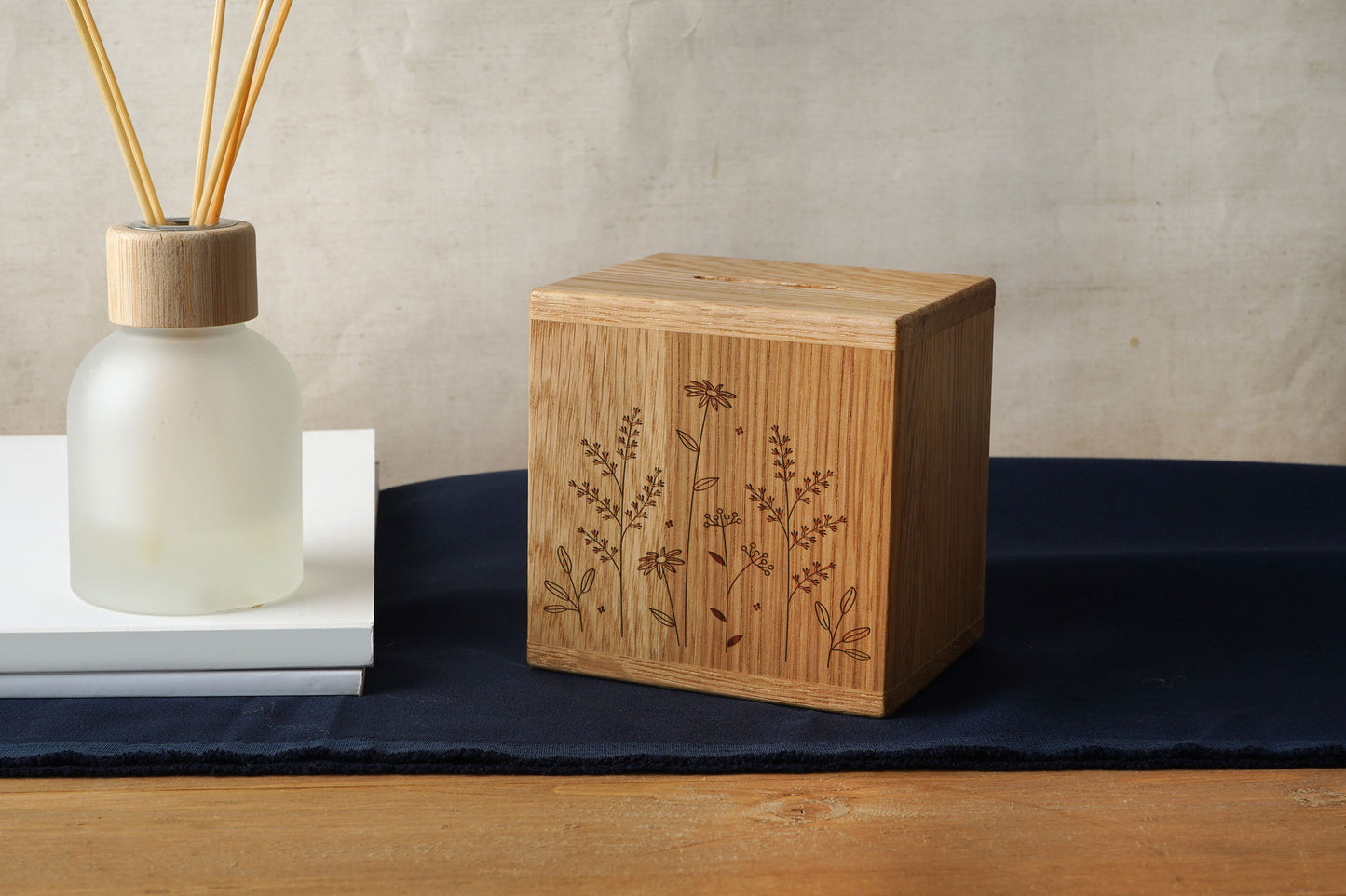 Send With Love Floral Oak Money Box | Wooden Money Box | Saving | Piggy Bank