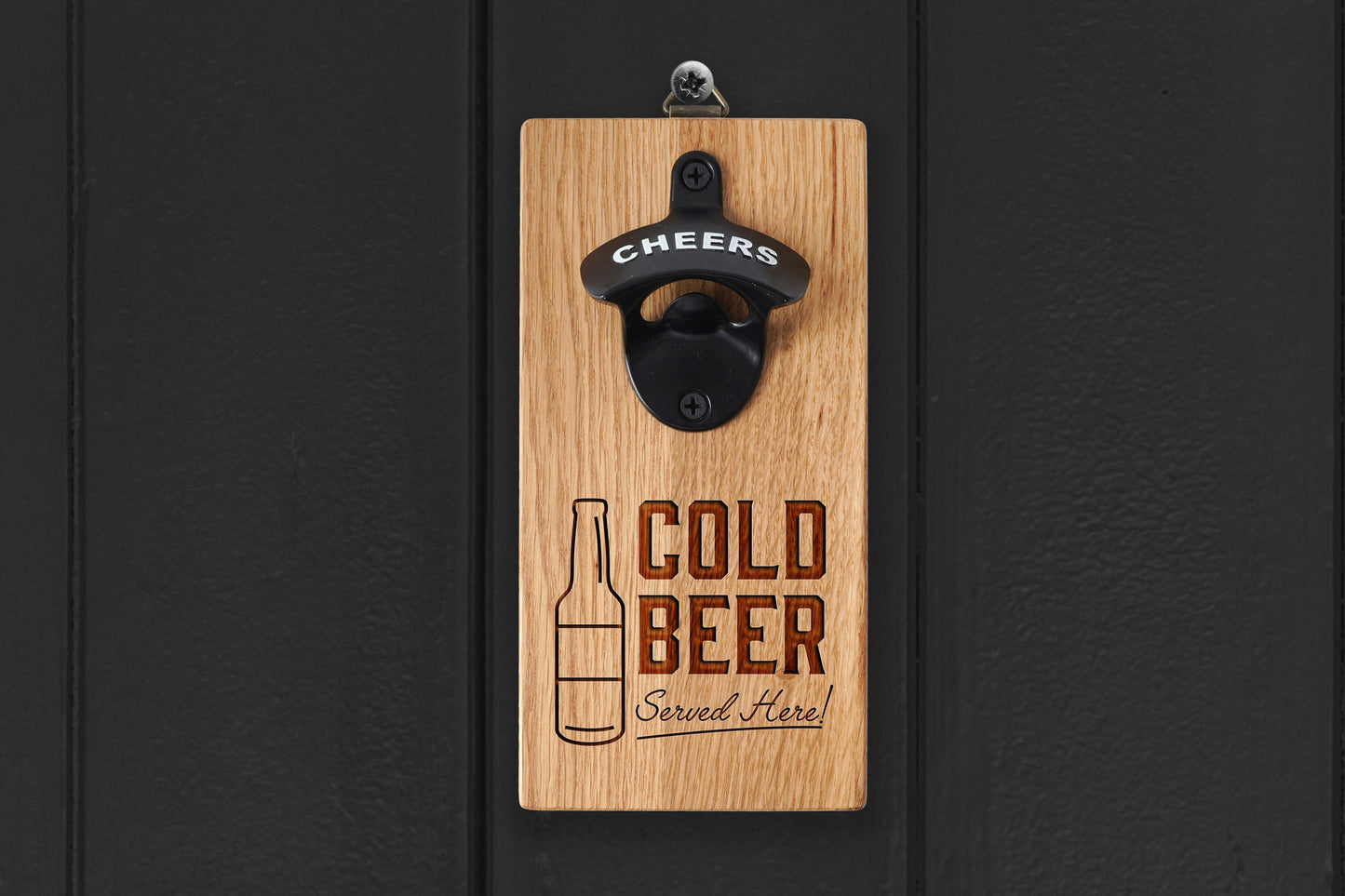 Wall Mounted Bottle Opener 'Cold Beer Served Here' | Homeware | Bar Accesssories