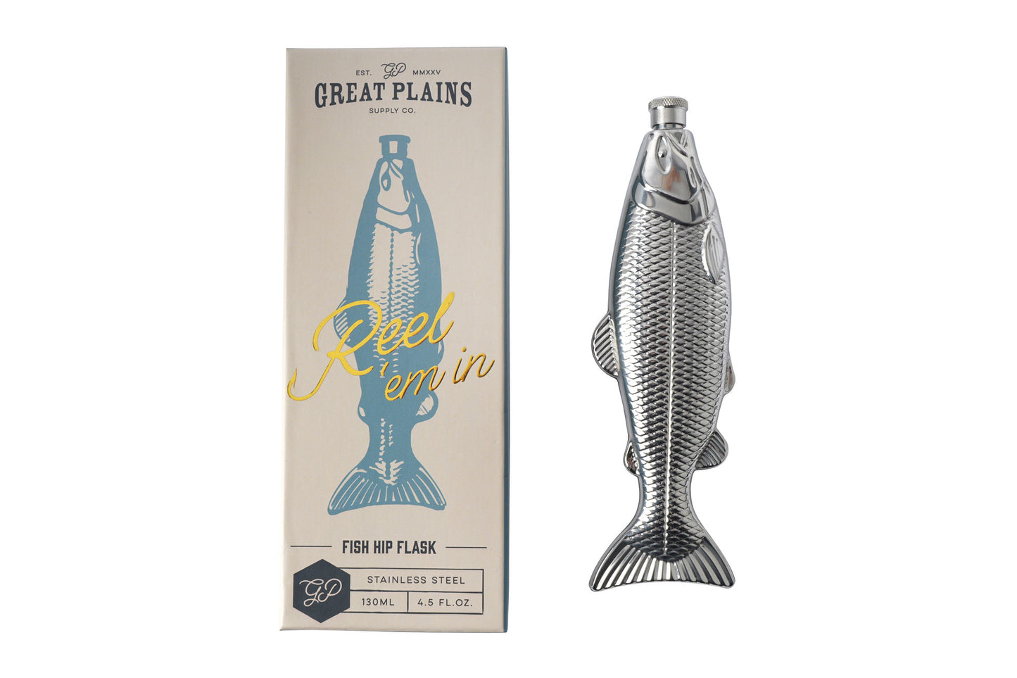 Great Plains Fish Hip Flask In Gift Box | Fishing Gift | Father's Day | Birthday | Novelty