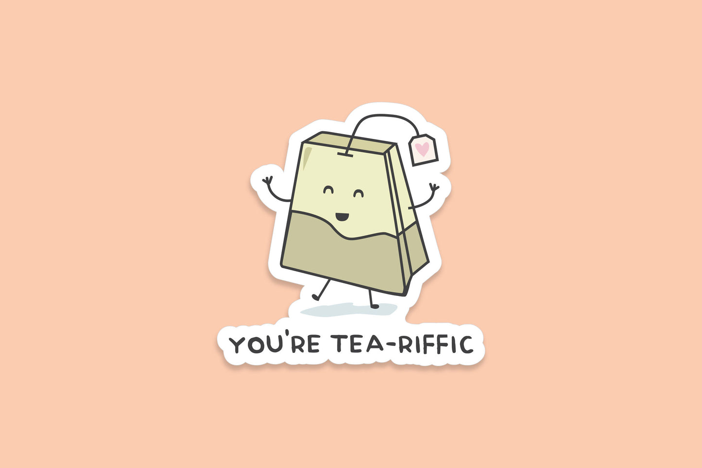 Pack of 3 | 'You're Tea-Riffic' | Novelty Sticker | Laptop | Notebook | Phone | Planner | Bottle | Scrapbook | Funny | Pun Sticker