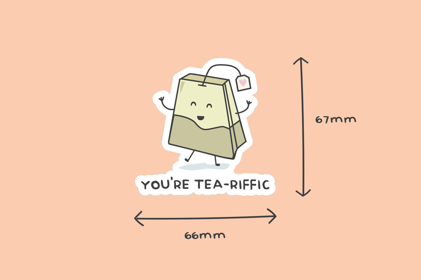 Pack of 3 | 'You're Tea-Riffic' | Novelty Sticker | Laptop | Notebook | Phone | Planner | Bottle | Scrapbook | Funny | Pun Sticker
