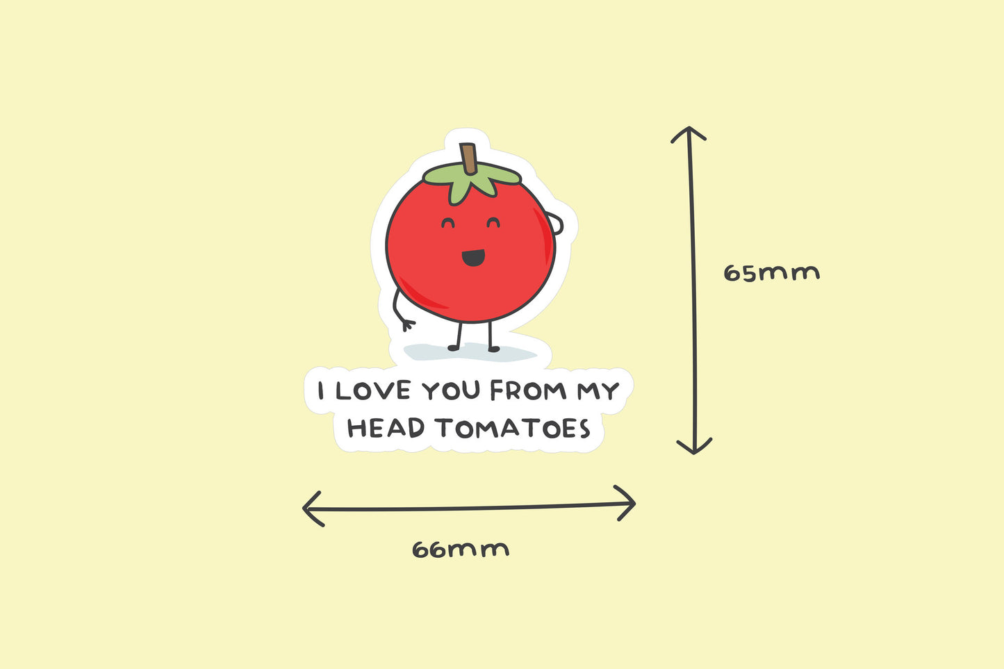 Pack of 3 | 'I Love You From My Head Tomatoes' | Novelty Sticker | Laptop | Notebook | Phone | Planner | Bottle | Scrapbook | Pun Sticker