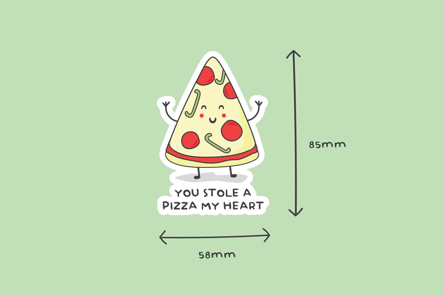 Pack of 3 | 'You Stole A Pizza My Heart' | Novelty Sticker | Laptop | Notebook | Phone | Planner | Bottle | Scrapbook | Funny Pun Sticker