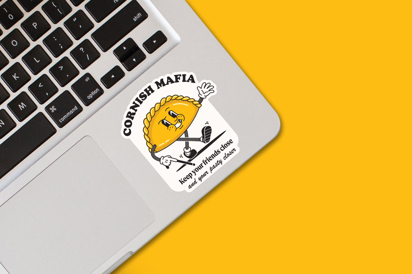 Pack of 3 | Paddy The Pasty 'Cornish Mafia' Sticker | Novelty Sticker | Laptop | Notebook | Phone | Planner | Bottle | Scrapbook | Pun