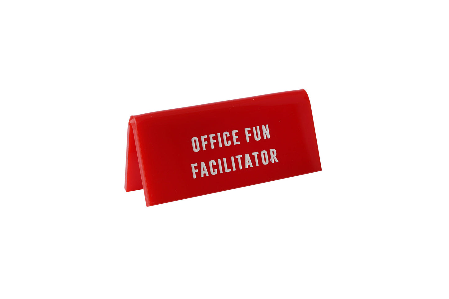 Red Acrylic Desk Sign | 'Office Fun Facilitator' | Office | Desk Sign