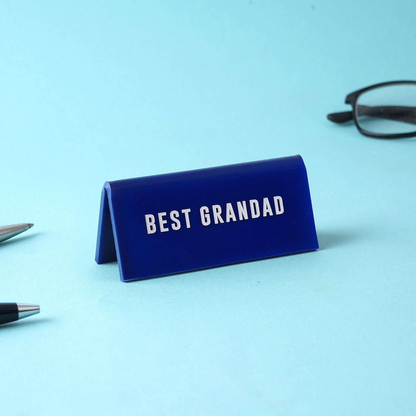 Blue Acrylic Desk Sign | 'Best Grandad' | Office | Desk Sign