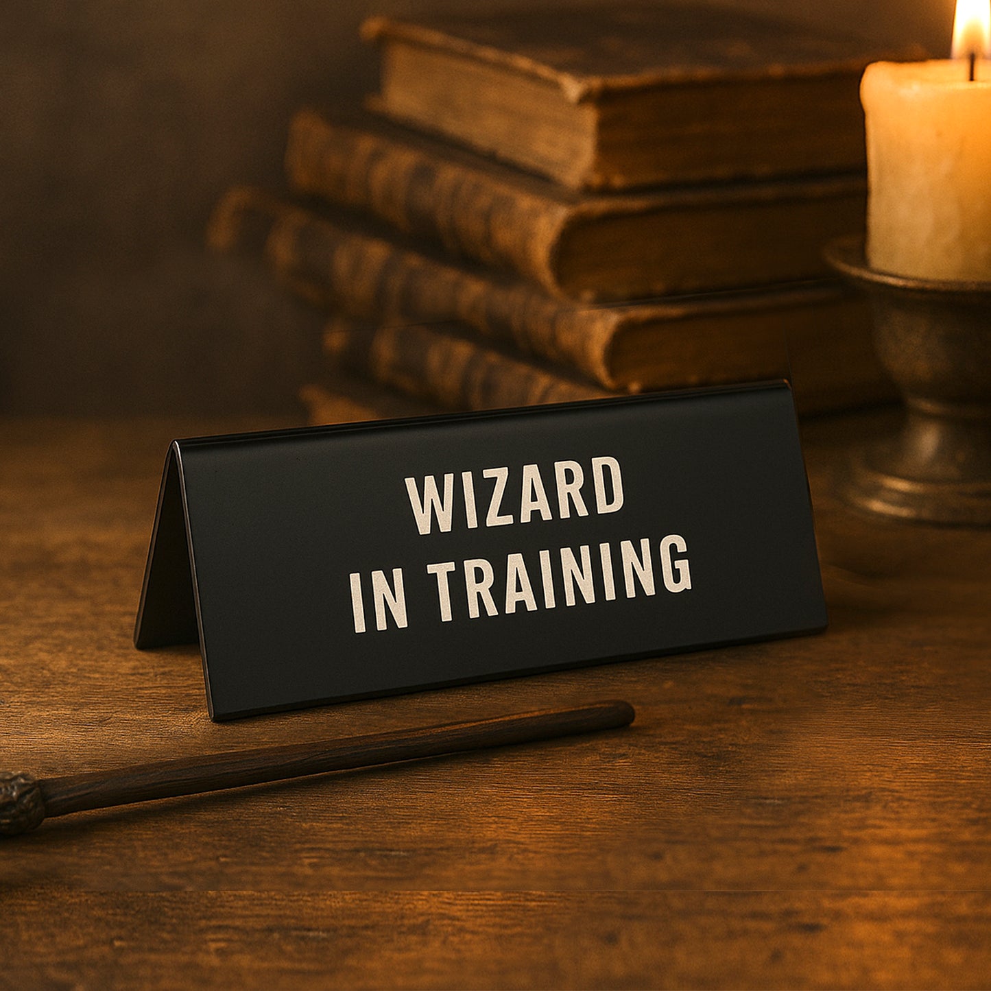 Black Acrylic Desk Sign 'Wizard In Training'