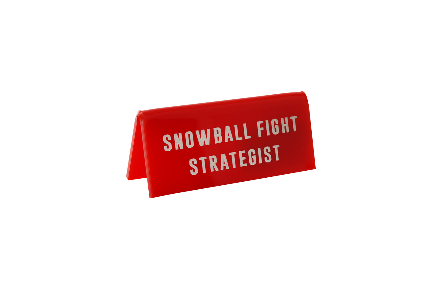 Red Desk Sign 'Snowball Fight Strategist' | Office | Desk Sign