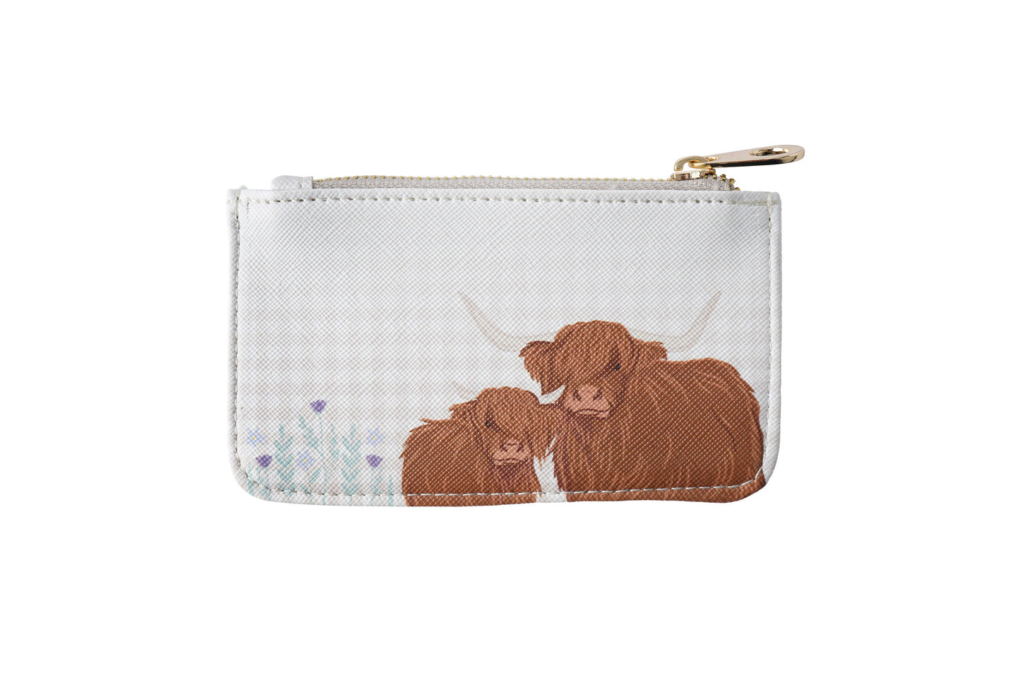 Bramble Farm Highland Cow Card Holder Purse • Highland Cow • Gold Zip Fastening • Ladies Accessory • Handbag Money Wallet • Gift For Her