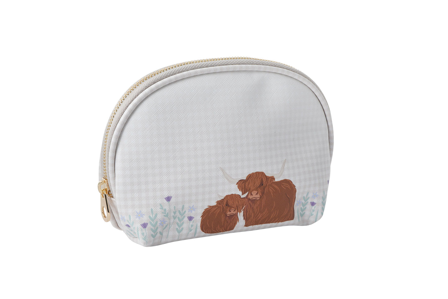 Bramble Farm Highland Cow Beauty Bag | Gold Zip Fastening | Beauty Cosmetic Ladies Accessory | Gift For Her