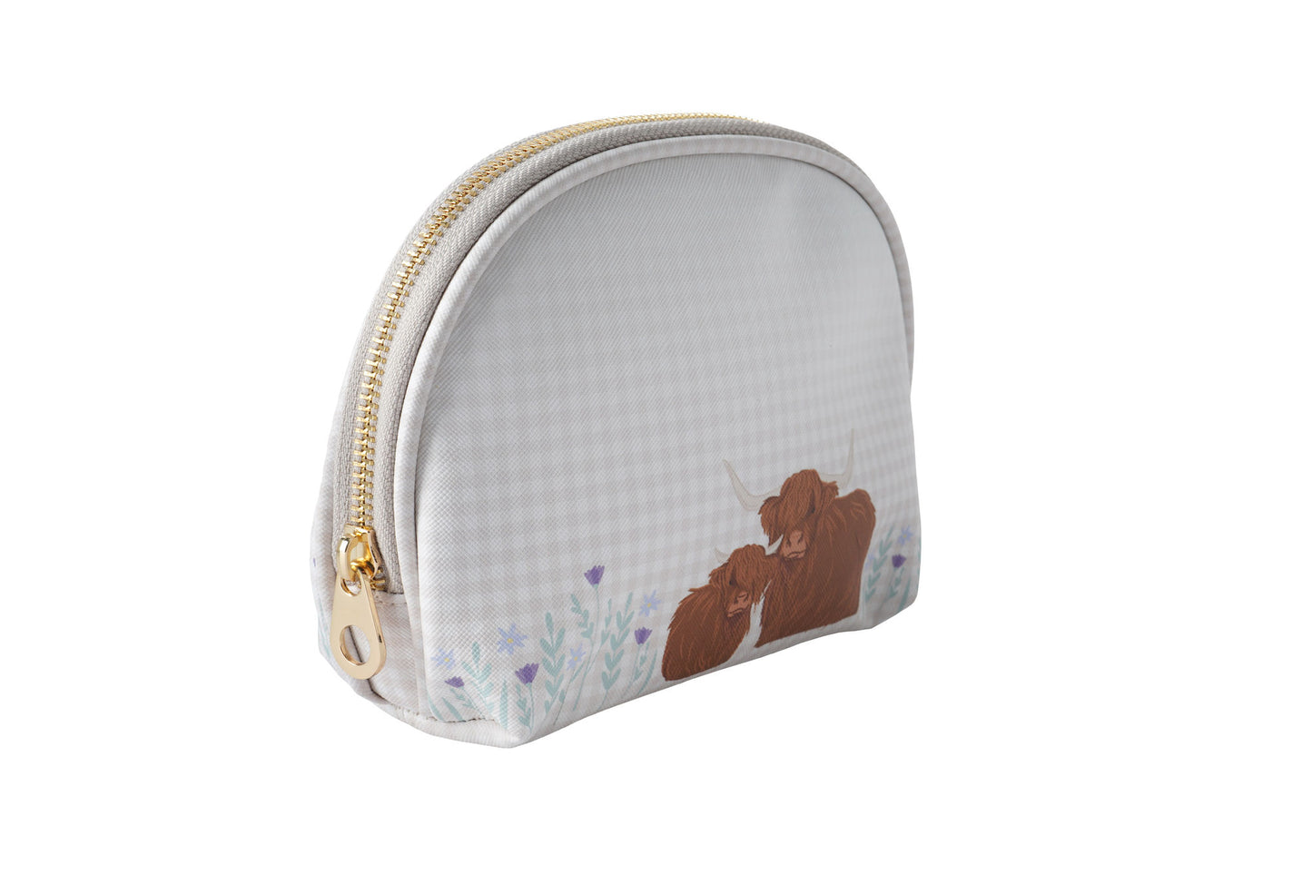 Bramble Farm Highland Cow Beauty Bag | Gold Zip Fastening | Beauty Cosmetic Ladies Accessory | Gift For Her