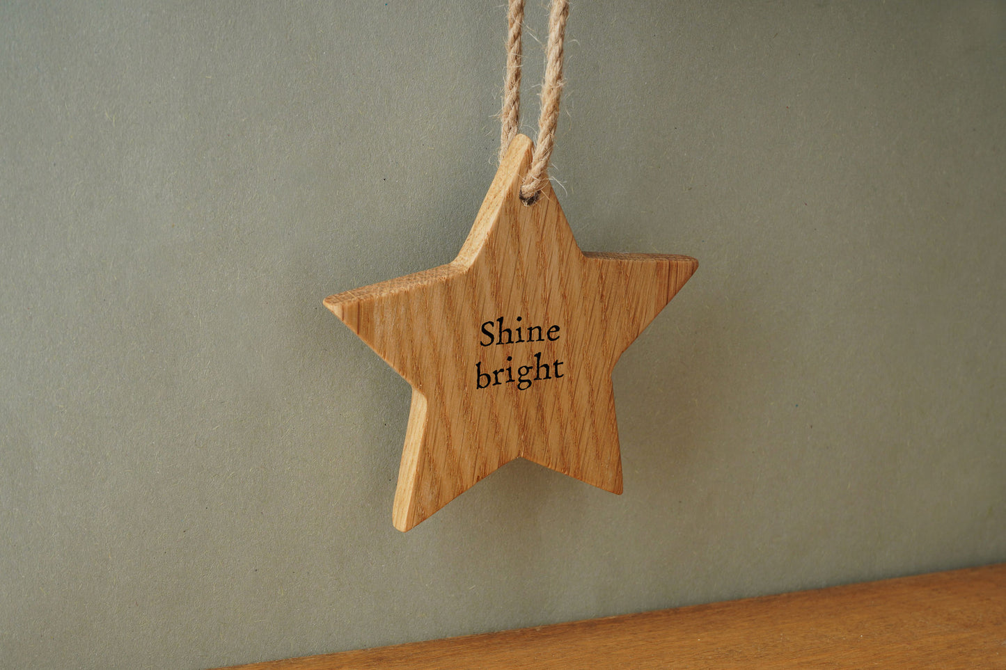 Oak Hanging Star 'Shine Bright' | Home Decor | Hanging Decoration | Sentiment