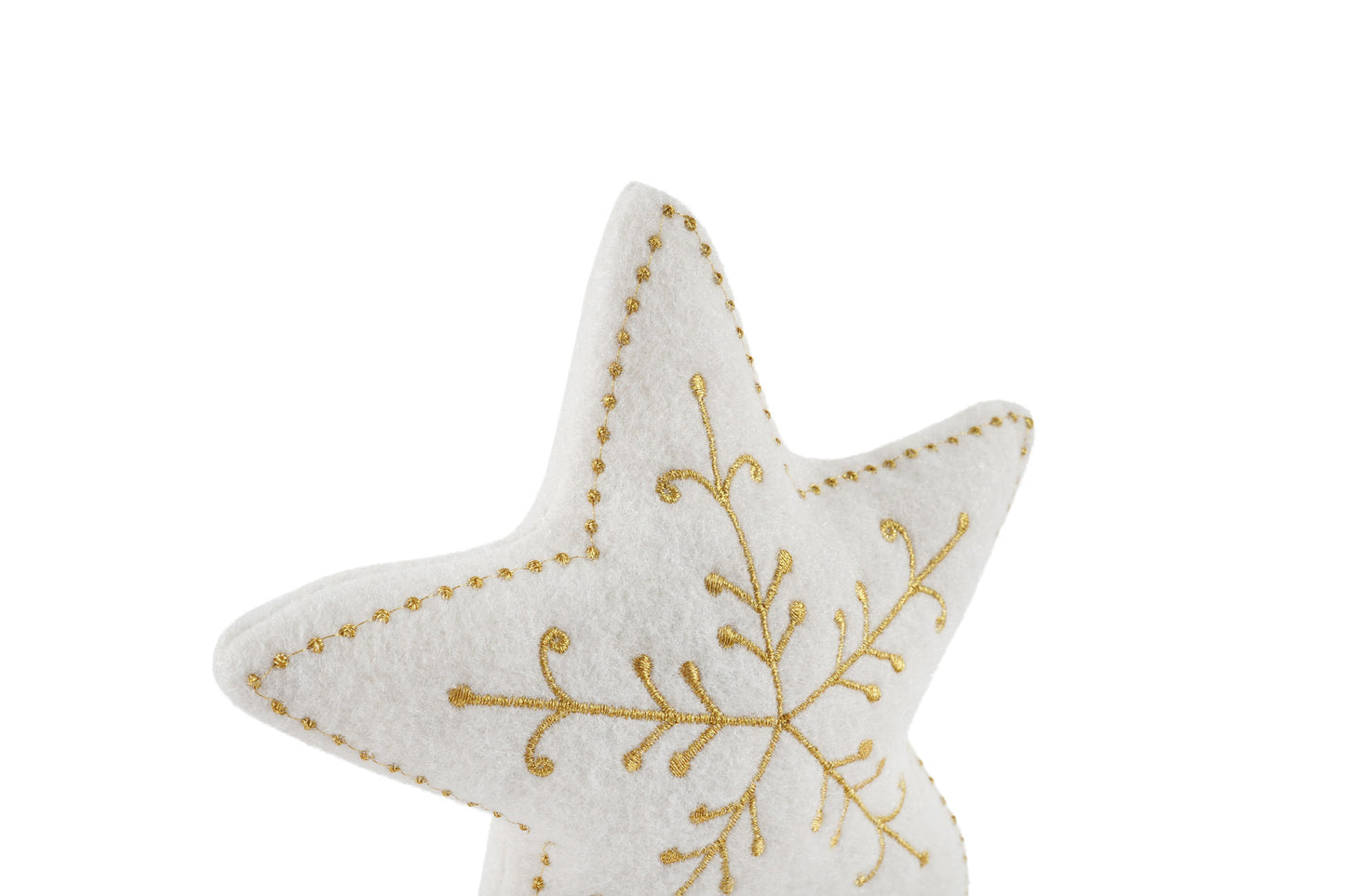Felt Gold Christmas Star Tree Topper | Gold Stitch Detail