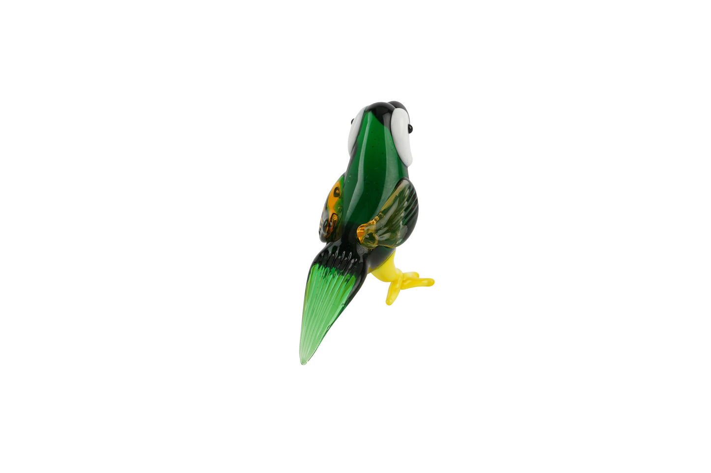 Artisan Glass Green Parrot In Gift Box | Collectable | Glass Animal | Home Decor | Tropical Bird