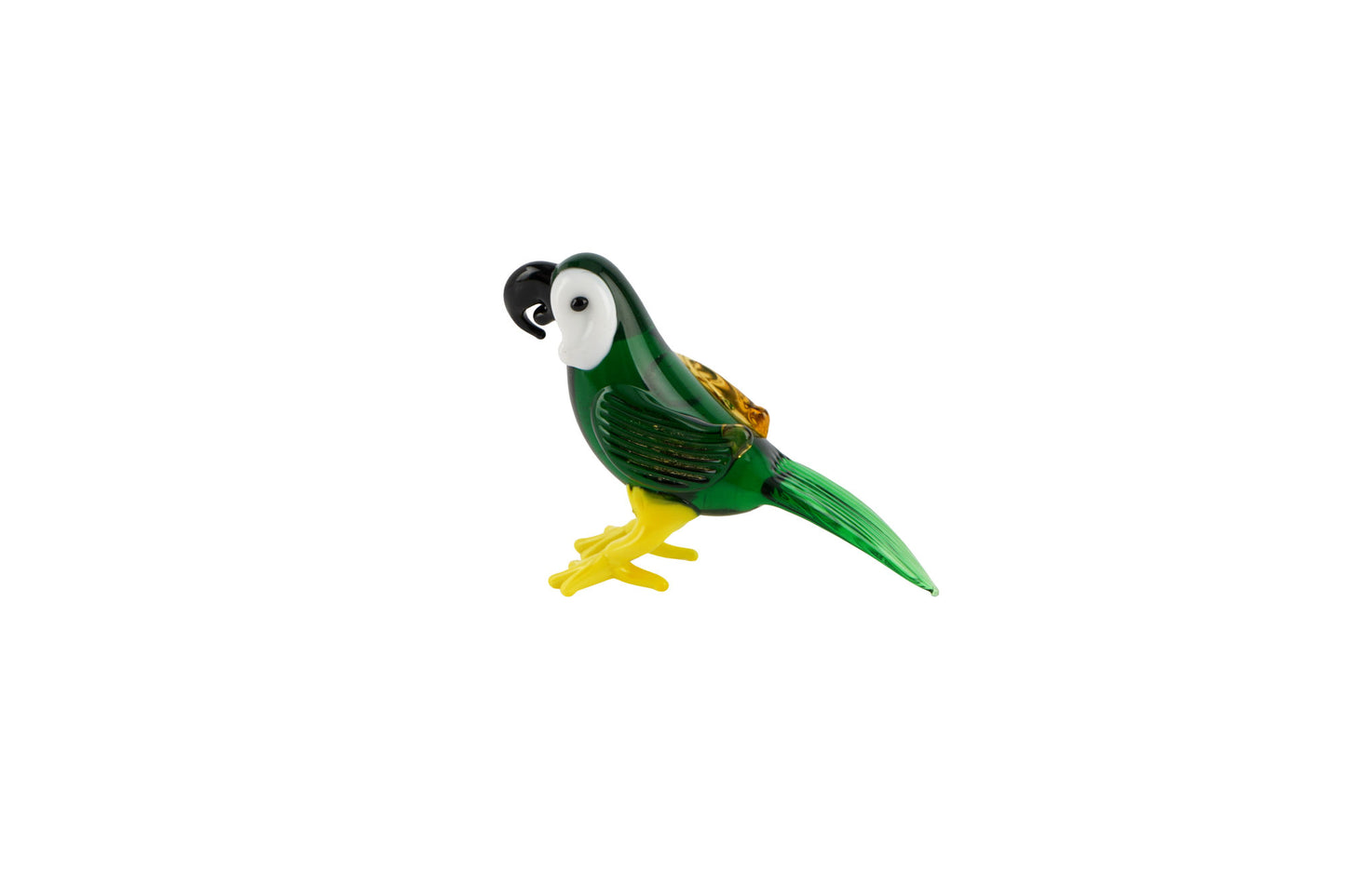 Artisan Glass Green Parrot In Gift Box | Collectable | Glass Animal | Home Decor | Tropical Bird